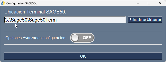 Selección del terminal y del grupo de Sage 50