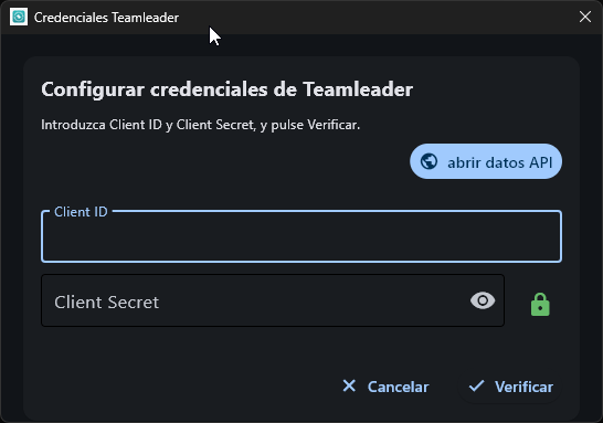 Pantalla de configuración de Backup TL